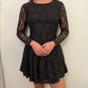 Altar'd State Black Floral Lace Dress
